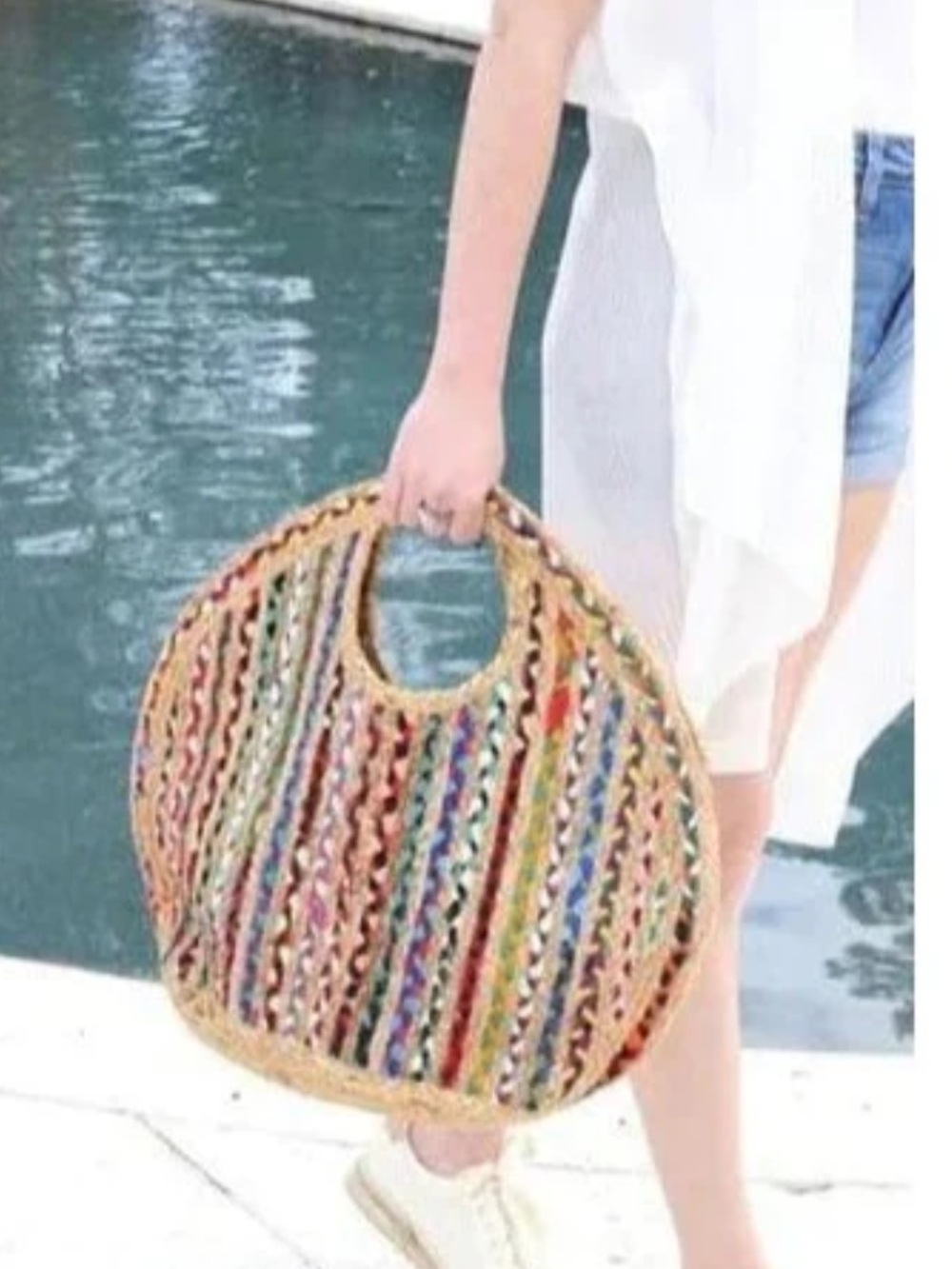 NWOT Antik KrAft woven Jute CoTton Tote Bag great for the market or beach!